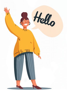 卡通女孩打招呼插画设计图片